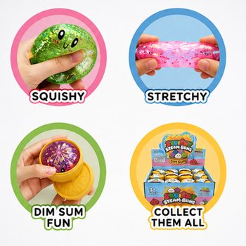 RAGE - Squishy GLITTER Bun Dumplings LITEN (M&aring;l 5.5 x 5.5 x 3 cm) - Viral 2026 Fidget Toy (24 stk.)