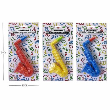 Leket&oslash;y-saksofon - 16 cm - Assorterte Farger - 12 stk p&aring; Kort