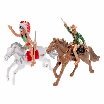 Miks Cowboy- og indianerfigurer p&aring; hest (12 stk.)