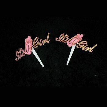 Muffinsstikkere F&oslash;dsel - It's a Girl (12 stk.)