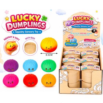 RAGE - LUCKY DUMPLINGS - Squishy Bun Dumplings STOR Str. 8.5 x 8.5 x 4.8 Cm - I DISPLAY (12 stk.)