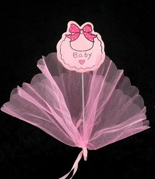 Dekorstikk med stoff - Babyrosa (12 stk.)