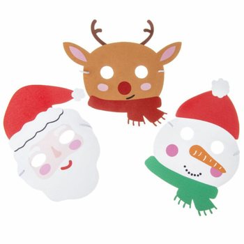 Julemasker i Skum Mix - Julenisse, Reinsdyr & Sn&oslash;mann (48 stk)