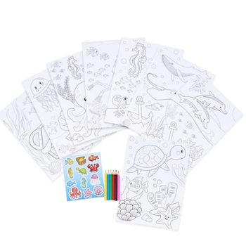 STORT FARGELEGGINGSSETT - MODELL: SEA LIFE - M&aring;l 22x30x1 CM (12 stk.)