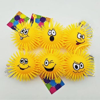 PUFFERBALL MED EMOTION ANSIKT - 10CM - I DISPLAY (12 stk.)