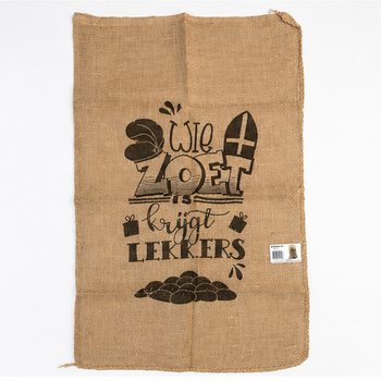 STOR SINTERKLAAS JUTESEKK - MED TEKST: WIE ZOET IS KRIJGT LEKKERS - Ca. 60 x 100 cm (1 stk.)