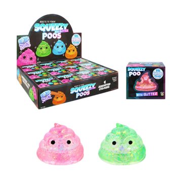 KLEMMEBAJS SQUEEZE - MED SUGAR GEL GLITTERFYLL - ASSORTERTE FARGER - I DISPLAY (12 stk.)