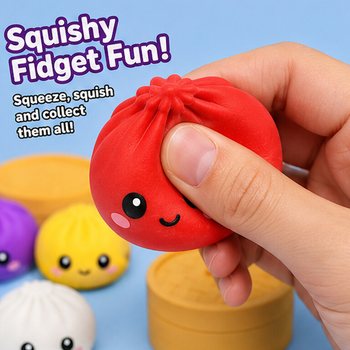 RAGE - Squishy SUGAR EDITION Bun Dumplings STOR (8.5 x 8.5 x 4.8 cm) - Viral 2026 Fidget Toy (12 stk.)