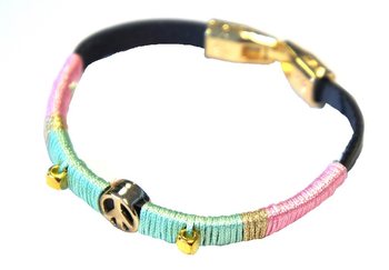 Ibiza Look Armbånd med Fredstegn Rosa/Mint (1 stk)