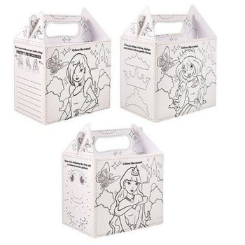 Menybokser Prinsesse til Fargelegging - 14 x 9,5 x 18 cm (24 stk.)