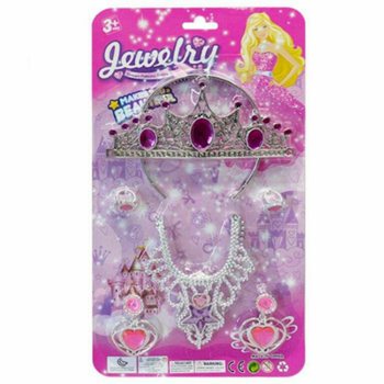 PRINSESSE BEAUTY SETT MED TIARA, ØREPYNT, HALSKJEDE & RINGER