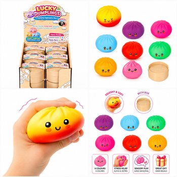 RAGE - LUCKY DUMPLINGS - Squishy Bun Dumplings STOR Str. 8.5 x 8.5 x 4.8 Cm - I DISPLAY (12 stk.)