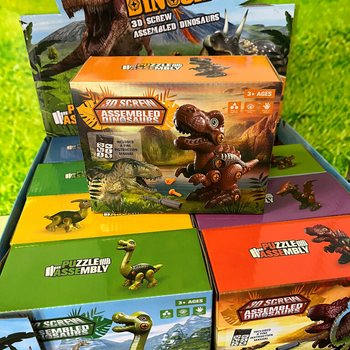 3D Dinosaur Byggesett i Gaveeske - Display (8 stk.)
