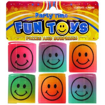 6 STK MINI SMILEY SPIRALER Ø3.5 CM I POSE (6 POSER)