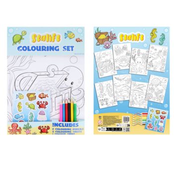 STORT FARGELEGGINGSSETT - MODELL: SEA LIFE - M&aring;l 22x30x1 CM (12 stk.)