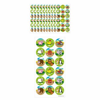 FUN STICKERS - BONDEGÅRDSDYR KLISTERMERKER - 18 STICKERS PER ARK (10 stk.)