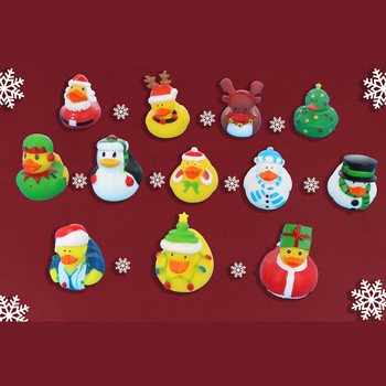 Mix Julebadeender 6cm (12 stk) - Festlige Sm&aring;gaver