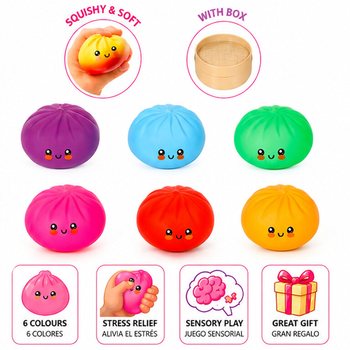 RAGE - LUCKY DUMPLINGS - Squishy Bun Dumplings STOR Str. 8.5 x 8.5 x 4.8 Cm - I DISPLAY (12 stk.)