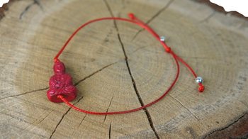 Rødt Buddha-armbånd (1 stk.)