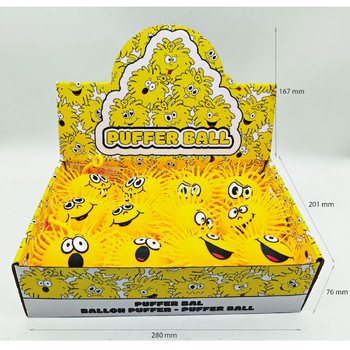PUFFERBALL MED EMOTION ANSIKT - 10CM - I DISPLAY (12 stk.)