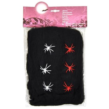 Svart Spindelvev Halloween 100g med 6 Edderkopper (6 stk.)