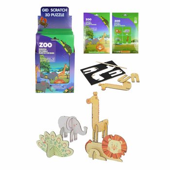 3D Skrapespillpuslespill Dyrehagedyr (Display 18 stk)