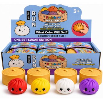 RAGE - Squishy SUGAR EDITION Bun Dumplings STOR (8.5 x 8.5 x 4.8 cm) - Viral 2026 Fidget Toy (12 stk.)