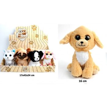 Luksus Plysjhunder, 16 cm, Mix Design i Display (12 stk)