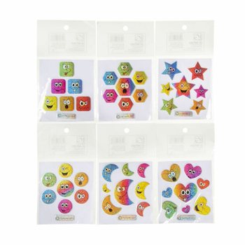 GLITTERKLISTREMERKER - MODELL: SMILEY (100 stk.)