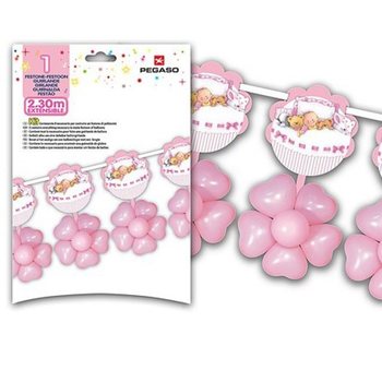 STOR BALLONGGIRLANDER 2,3 METER - ROSA (3 stk.)