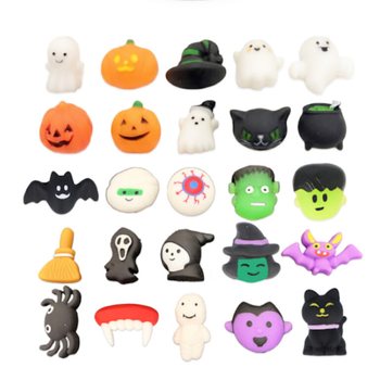 MIX HALLOWEEN SQUISHY-FIGURER I BØTTE (25 stk.)