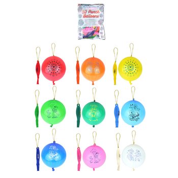 PUNCHBALLONGER MED STRIKK MIX (50 stk.)