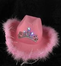 COWBOY-HATT MED LYS - ROSA (6 stk.)