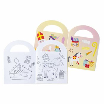 Sm&aring; Sinterklaas Fargeb&oslash;ker med Klistremerker (48 stk.)