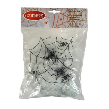 Halloween Dekorativt Spindelvev med 2 Edderkopper (4 stk.)