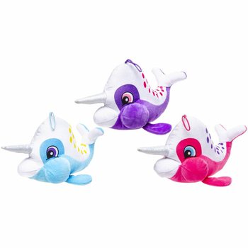 Kosebamse Narhval med Horn - 23 cm - Miks Farger (12 stk.)