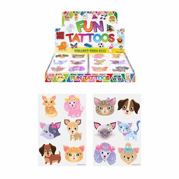 Fun Tattoos: Katter & Hunder (Display med 96 stk.)