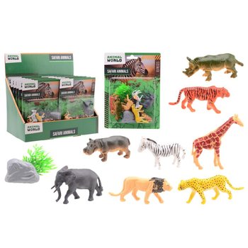 ANIMAL WORLD - SAFARI DYR LEKESETT 10 DELER PÅ KORT - I DISPLAY (12 stk.)