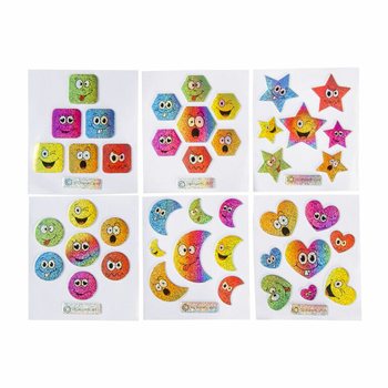 GLITTERKLISTREMERKER - MODELL: SMILEY (100 stk.)