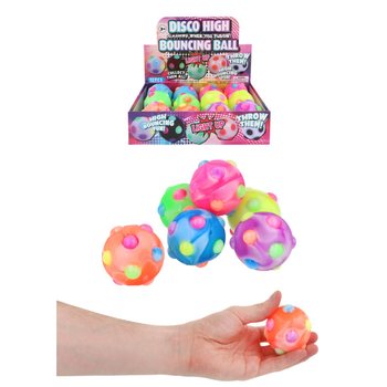Lysende Disco Spretball - 6cm - Display 12 stk.