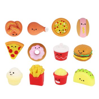Squishy Fast Food-figurer for lykkepose i display (60 stk.)