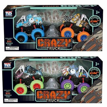 2-DELT Sett Friksjons-Dinosaur Monstertrucker i Luksus Gaveeske - Mix