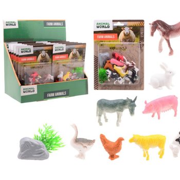 ANIMAL WORLD - Bondeg&aring;rdsdyr Lekesett 12 deler - i Display (12 stk)