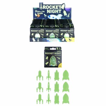 GLOW IN THE DARK RAKETT ROMFART FOR TAKET I DISPLAY (24 stk)