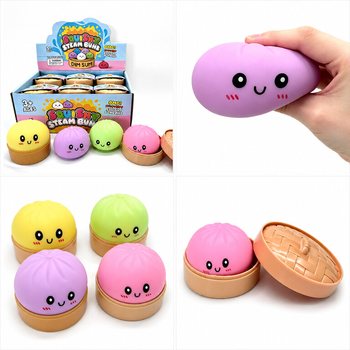 RAGE - Squishy Bun Dumplings STOR (M&aring;l 8.5x8.5x4.8 cm) - Viral 2026 Fidget Toy (12 stk.)