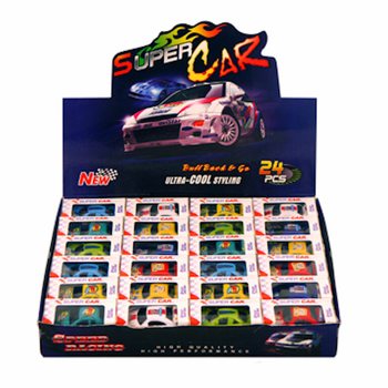 Sm&aring; Pull Back-biler i gaveeske - Display (24 stk.)