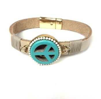 Armbånd Taupe/Creme Peace (Ibiza-stil)