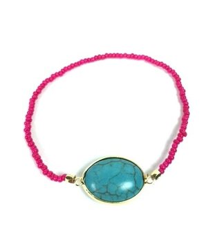 Ibiza-armbånd Fuksia med Stein (1 stk.)