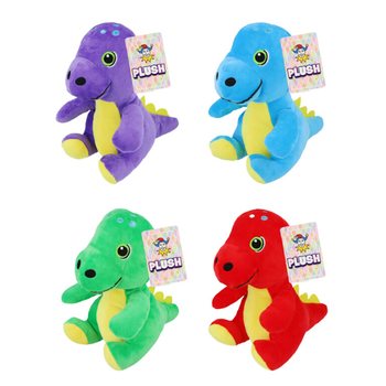 Kosebamse dinosaur - 19 cm høy - assorterte farger (12 stk.)