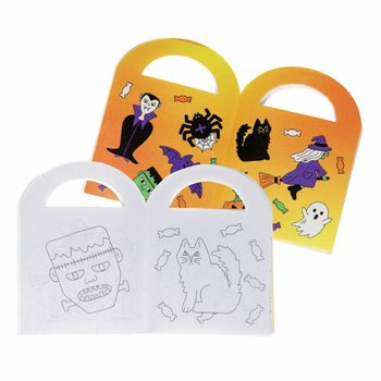 Sm&aring; Halloween-fargeb&oslash;ker med klistremerker (48 stk.)
